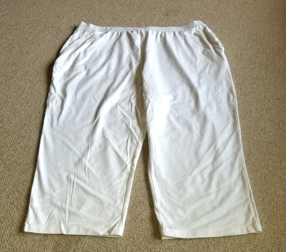 NWOT Womens Pants-CATHERINES SUPREMA COLLECTION-white cotton knit pullon crop-2X